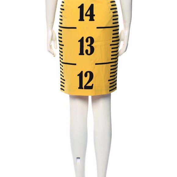 Moschino Couture Ruler Yellow Measure Tape Wool Lined Skirt $975 NWT USA 8 IT42 - Picture 11 of 13